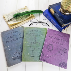 Cuadernos de magia Conjunto de tres hechizos, pociones, cuadernos mágicos A5 Brujas y magos Papelería Regalo geek Amante de los libros Papelería imagen 1