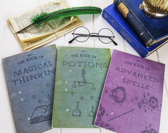 Magic Notebooks - Set of Three Spells, Potions, Magical A5 Notebooks - Witches & Wizards - Stationery - Geek Gift - Book Lover - Stationery