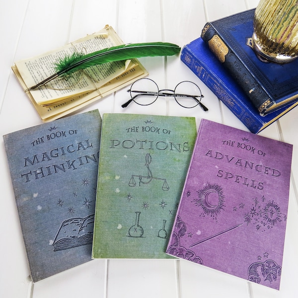 Magische Notizhefte - Set von drei Zaubern, Zaubertränke, Magische A5 Notizhefte - Hexen & Zauberer - Briefpapier - Geek Geschenk - Buchliebhaber - Briefpapier