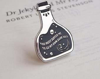 Dr Jekyll and Mr Hyde Enamel Pin Badge - Potion Bottle Enamel Pin  - Gothic Literature - Book Lover Gift - Halloween Gift - Witchy Gift