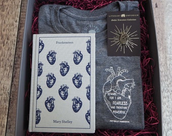 Frankenstein Gift Set - Feminist Tshirt - Gift Book Lover - Enamel Pin - Slogan T-shirt - Feminism - Mary Shelley - Literature Gift