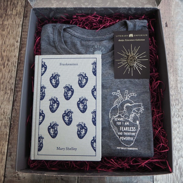 Frankenstein Gift Set - Feminist Tshirt - Gift Book Lover - Enamel Pin - Slogan T-shirt - Feminism - Mary Shelley - Literature Gift