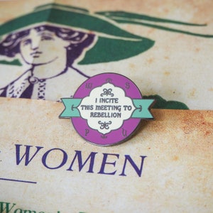 Rebellion Enamel Pin - Votes for Women Collection - Feminist Enamel Pin - Feminism - Lapel Pins - Girl Power - Suffragettes - Book Lover