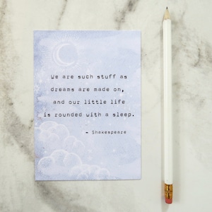 Shakespeare 'Dream’s Quote Carte postale - Citation littéraire - Book Lover Carte postale - Papeterie - Devis Imprimer