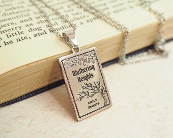 Collier livre Wuthering Heights - Emily Bronte - Collier livre en argent - Cadeau pour amoureux des livres - Cadeau littéraire