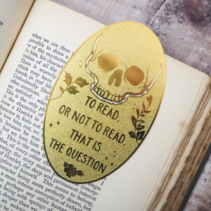 Hamlet Brass Bookmark Skull Bookmark Shakespeare Hamlet Gift for Book Lovers Book Mark Metal Bookmark image 4