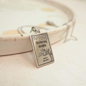 Wuthering Heights Book Necklace – Emily Bronte - Silver Book Necklace – Book Lover Gift – Literary Gift image 6