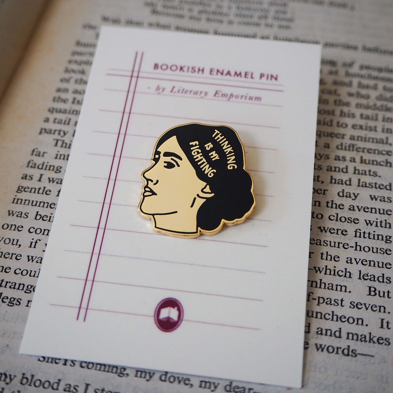 Virginia Woolf Enamel Pin Feminist Enamel Pin Badge Gift for Book Lover Book Pin Literature Gift Feminism Girl Power image 5