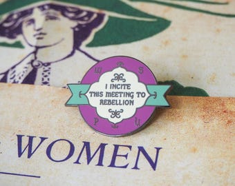 Rebellion Enamel Pin - Votes for Women Collection - Feminist Enamel Pin - Feminism - Lapel Pins - Girl Power - Suffragettes - Book Lover