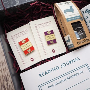 Book Lover Gift Set Tea Gift Hamper Mug Reading Journal Book Gift Box Enamel Pin Literature Gift image 4