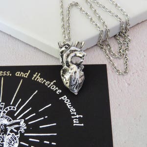 Frankenstein Anatomical Heart Necklace - Gothic Literature Collection - Silver Anatomical Heart - Literary Gift for Book Lover