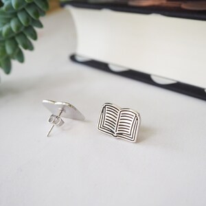 Book Stud Earrings - Silver Book Earrings - Book Jewellery - Bookish Gift - Tiny Earrings - Gift for Book Lover image 7