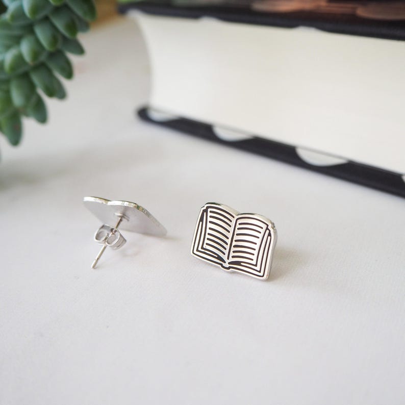Book Stud Earrings - Silver Book Earrings - Book Jewellery - Bookish Gift - Tiny Earrings - Gift for Book Lover image 7