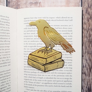 Marcapáginas de latón con forma de cuervo - Literatura gótica - Regalo para lectores - Marcapáginas de metal - Regalo para amantes de los libros - Literatura fantástica