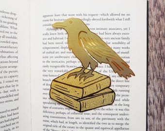 Raven Brass Bookmark - Gothic Literature - Gift for Reader - Metal Bookmark - Book Lover Gift - Fantasy Literature