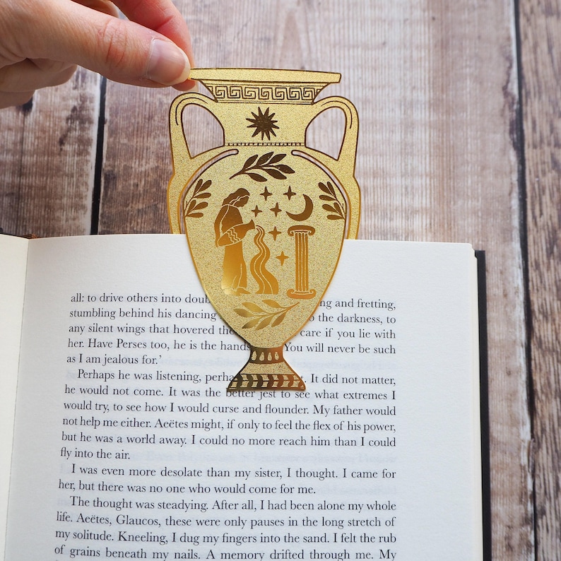 Greek Vase Brass Bookmark - Greek Mythology Bookmark - Ancient Greece - Gift for Book Lovers - Book Mark - Metal Bookmark image 1