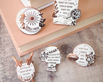 Women Poets Enamel Pin Collection -Book Lover - Feminist Pin - Literature Gift - Lapel Pins - Bookish Pin Badge - Rose Gold Enamel Pins