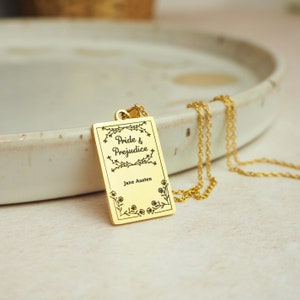 Pride and Prejudice Book Necklace – Jane Austen - Gold Book Necklace – Valentines Gift - Book Lover Gift - Book Pendant - Gift for her