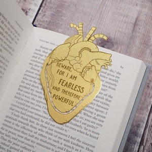 Frankenstein Brass Bookmark - Anatomical Heart Bookmark - Mary Shelley Quote - Gift for Book Lovers - Book Mark - Metal Bookmark