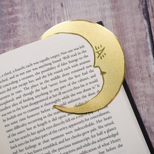 Midnight Readers Club Moon Brass Bookmark Crescent Moon Bookmark Gift for Readers and Book Lovers Book Mark Metal Bookmark image 7