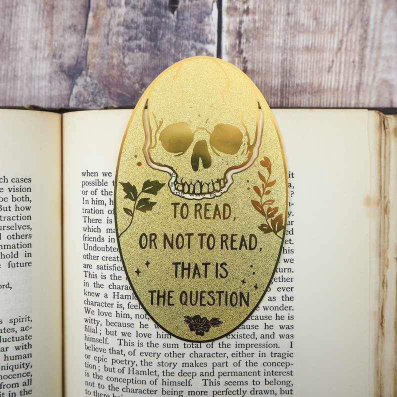 Hamlet Brass Bookmark Skull Bookmark Shakespeare Hamlet Gift for Book Lovers Book Mark Metal Bookmark image 1