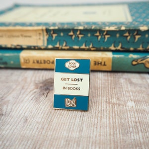 Get Lost in Books Enamel Pin Badge - Book Lover Enamel Pin - Book Cover - Literary Gift - Book Worm pin - Reading Enamel Pin Badge