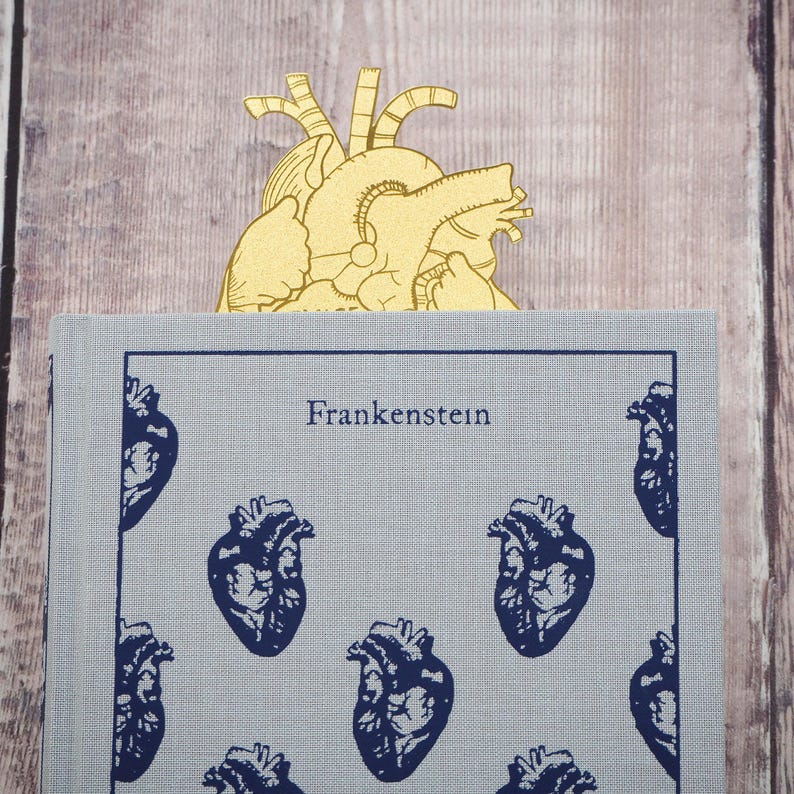 Frankenstein Brass Bookmark - Anatomical Heart Bookmark - Mary Shelley Quote - Gift for Book Lovers - Book Mark - Metal Bookmark image 4