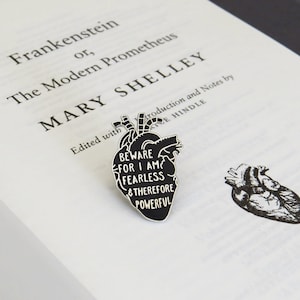 Frankenstein Anatomical Heart Enamel Pin Badge – Gothic Literature Quote Badge – Book Lover Gift – Witch Gift – Dark Academia Gift - Booktok