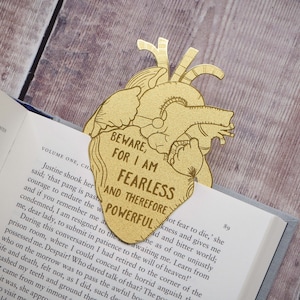 Frankenstein Brass Bookmark Anatomical Heart Bookmark Mary Shelley Quote Gift for Book Lovers Book Mark Metal Bookmark image 3