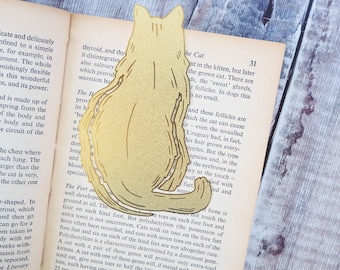 Cat Brass Bookmark - Cat Lover Bookmark -  Gift for Readers and Book Lovers - Book Mark - Metal Bookmark