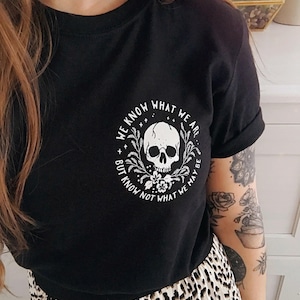 Camiseta de Ofelia - Colección Heroínas de Shakespeare - Camiseta de Calavera - Hamlet - Amante de los libros - Camiseta con eslogan - Feminismo - Cita de Shakespeare