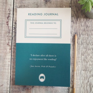 Reading Journal Notebook Book Journal Stationery for Book Lovers Book Review Diary Jane Austen Quote Reading Log image 6