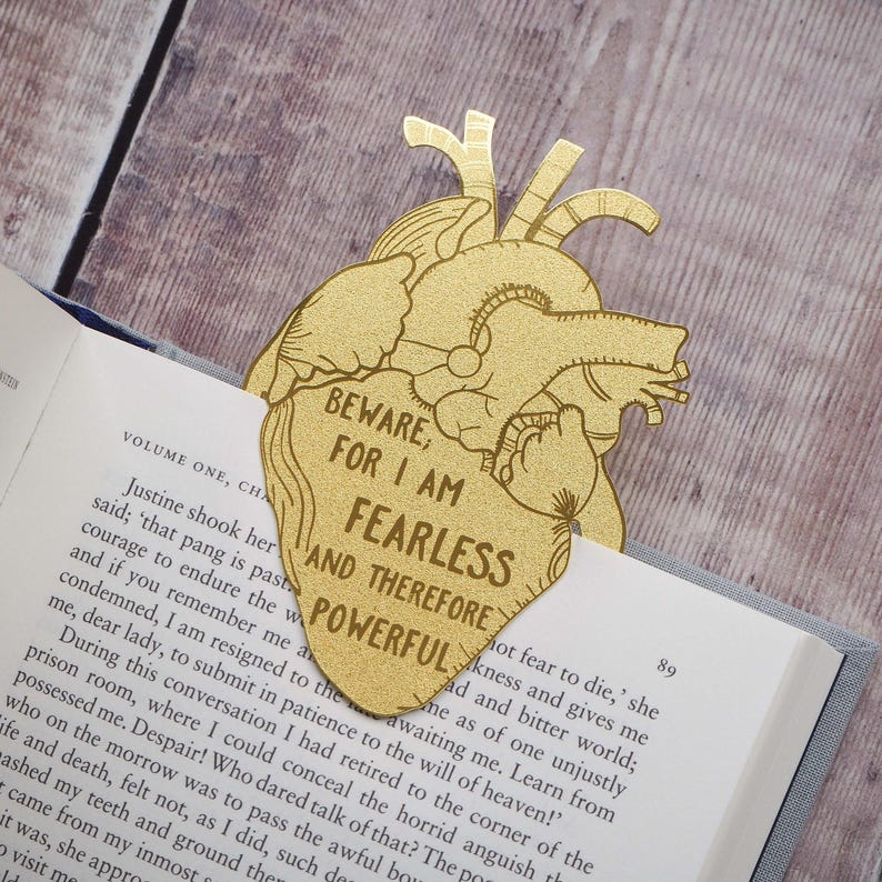 Frankenstein Brass Bookmark - Anatomical Heart Bookmark - Mary Shelley Quote - Gift for Book Lovers - Book Mark - Metal Bookmark image 3