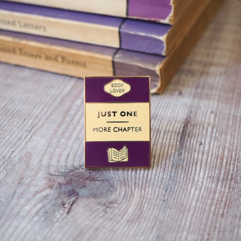 Just One More Chapter Enamel Book Pin Book Lover Enamel Pin Badge Book Cover Literary Gift Geek Gift for Book Lover Book Jewellery image 3