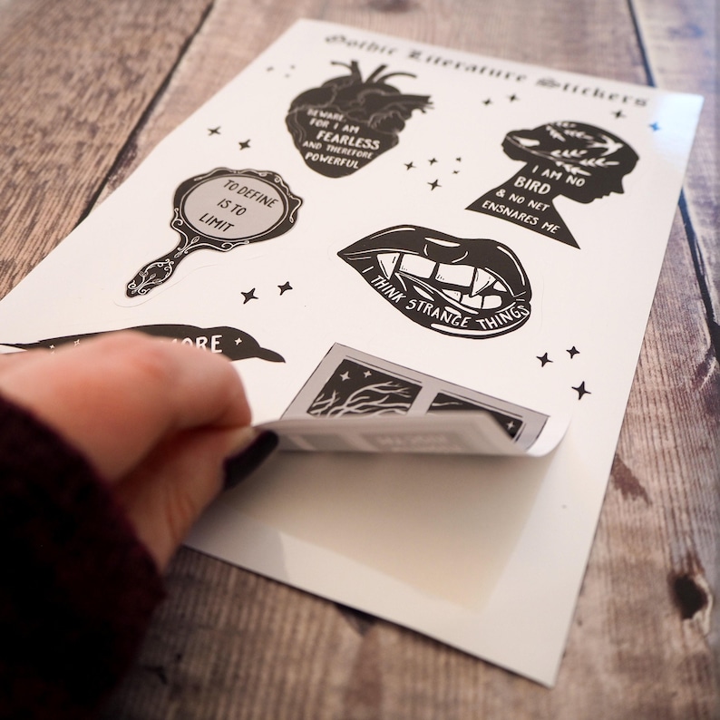 Gothic Literature Sticker Bogen - Vinyl Aufkleber - Geschenk für Buchliebhaber Bild 2