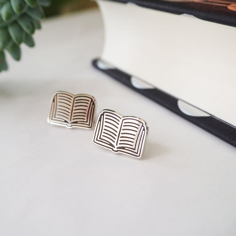 Book Stud Earrings - Silver Book Earrings - Book Jewellery - Bookish Gift - Tiny Earrings - Gift for Book Lover image 8