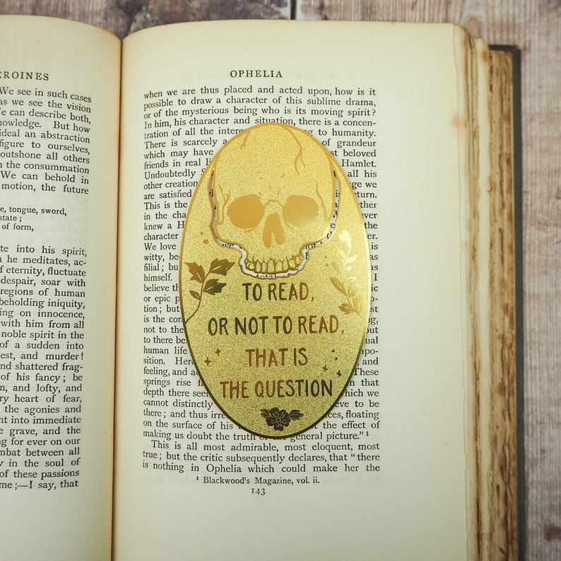 Hamlet Brass Bookmark Skull Bookmark Shakespeare Hamlet Gift for Book Lovers Book Mark Metal Bookmark image 7