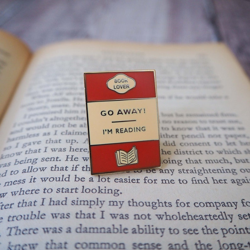 Go away I'm Reading Enamel Pin Badge Book Lover Enamel Pin Book Cover Literary Gift Geek Gift for Book Lover Book Jewellery image 6