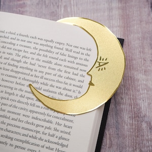 Midnight Readers Club Moon Brass Bookmark Crescent Moon Bookmark Gift for Readers and Book Lovers Book Mark Metal Bookmark image 2