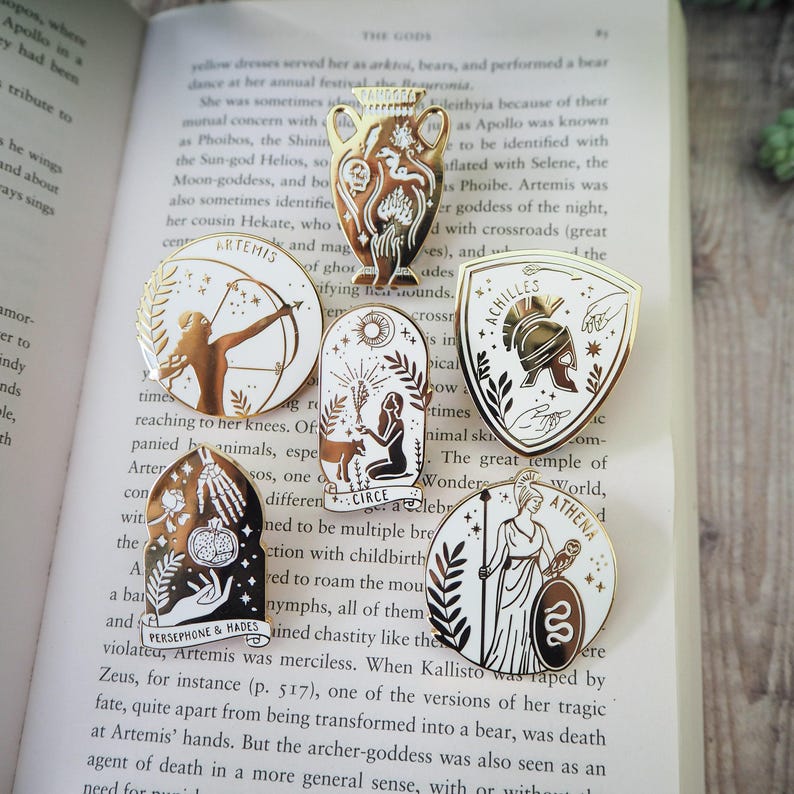 Greek Mythology Enamel Pin Set - Greek Myth Collection - Book Pin Badge - Feminist Pin - Literature Gift - Dark Academia image 1