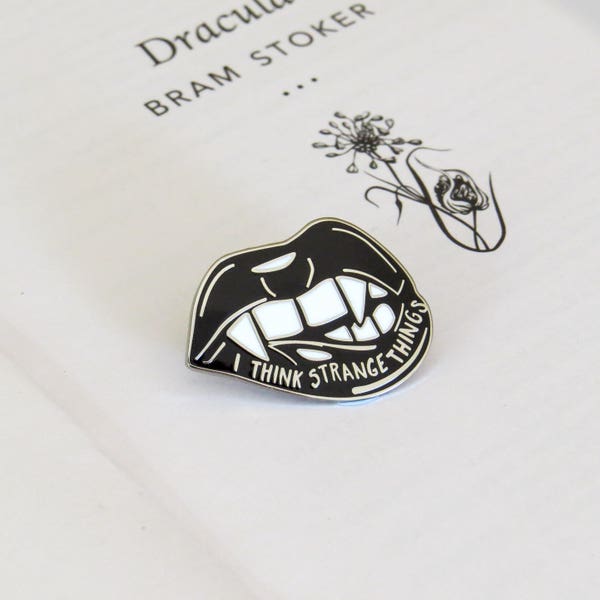 Dracula Enamel Pin  - Gothic Literature Collection - Vampire Fang Enamel Pin Badge - Bram Stoker Quote - Halloween Enamel Pin