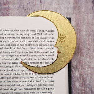 Midnight Readers Club Moon Brass Bookmark Crescent Moon Bookmark Gift for Readers and Book Lovers Book Mark Metal Bookmark image 4