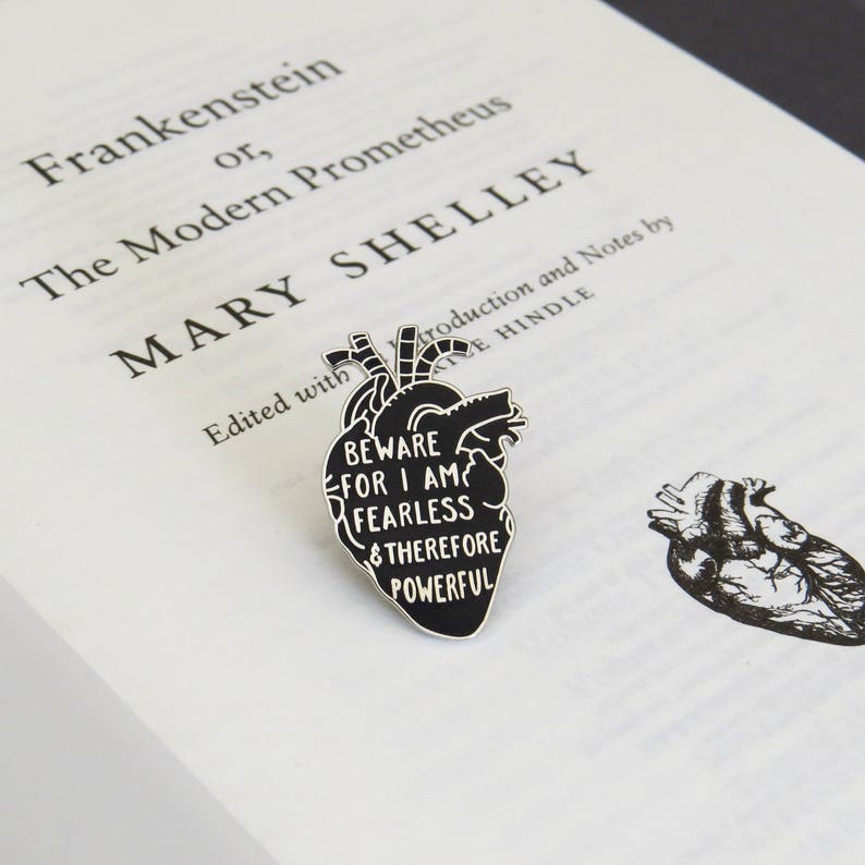 Frankenstein Enamel Pin Anatomical Heart Enamel Pin Badge Gothic Literature Collection Mary Shelley Quote Book Lover Gift image 1