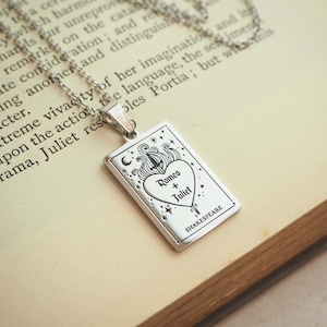 Romeo and Juliet Book Necklace – Shakespeare - Silver Book Necklace – Book Lover Gift – Literary Gift