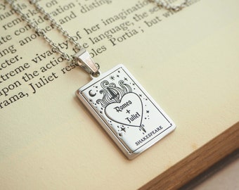 Romeo and Juliet Book Necklace – Shakespeare - Silver Book Necklace – Book Lover Gift – Literary Gift