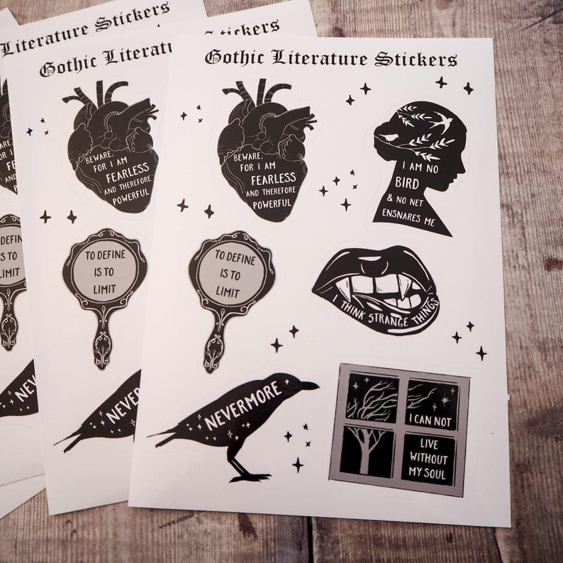 Gothic Literature Sticker Bogen - Vinyl Aufkleber - Geschenk für Buchliebhaber Bild 5
