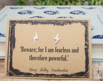 Frankenstein Lightning Bolt Earrings - Frankenstein Gift - Lightning Bolt Earrings – Mary Shelley Frankenstein - Gift for Book Lover
