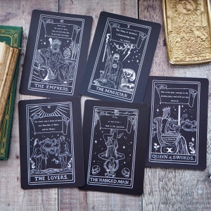Láminas de cartas del tarot de Shakespeare - Juego de cinco láminas - Baraja de tarot - Cita de Shakespeare - Láminas artísticas