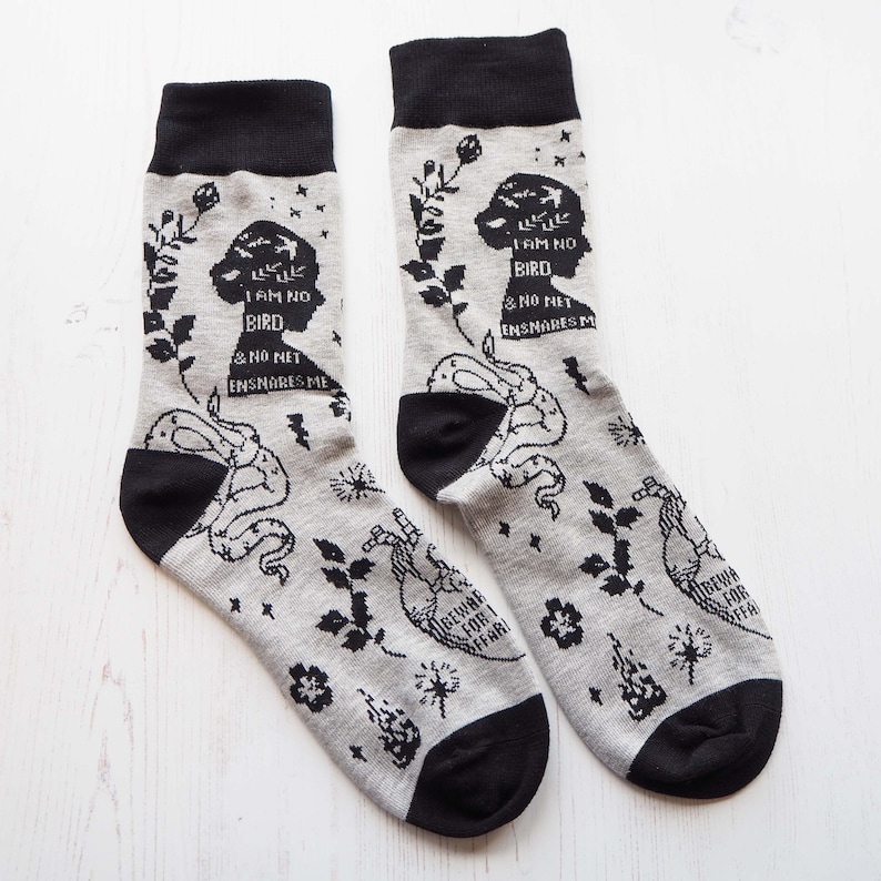 Gothic Literature Socks - Book Lover Socks - Gift for Book Lover - Frankenstein - Novelty Socks - Literature Gift - Womens Socks image 1