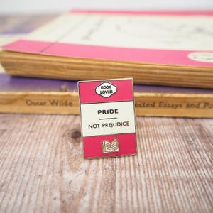 Pride Not Prejudice Enamel Pin Badge - Book Lover Enamel Pin - Pink Pin - Literary Gift - LGBTQ Pin - Reading Enamel Pin Badge